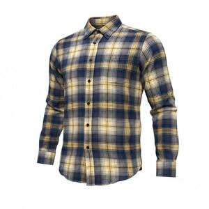 Ocean & Coast Mens Medium Cotton Flannel‎ Blue Yellow Plaid Button Up Shirt
